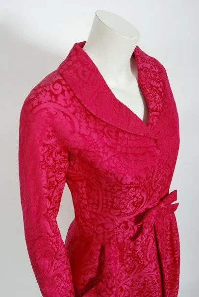 1962 Christian Dior Haute Couture Pink Textured Silk Dress & Bow Jacket