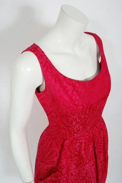 1962 Christian Dior Haute Couture Pink Textured Silk Dress & Bow Jacket