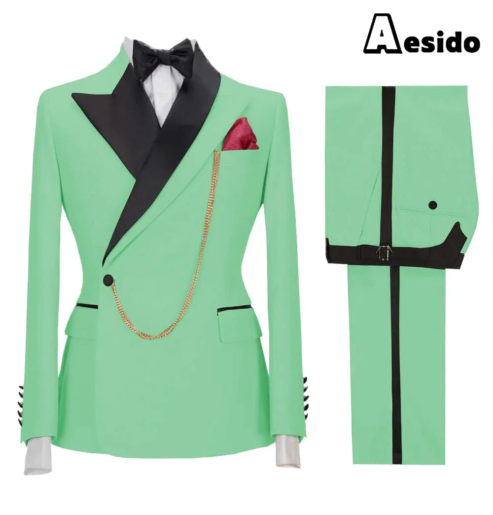 2 Pieces Fashion Slim Peak Lapel Men's Suit (Blazer   Pants)