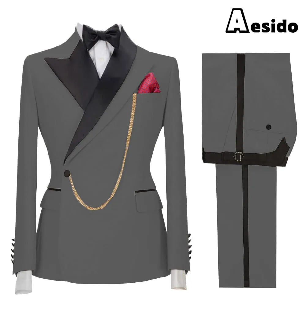 2 Pieces Fashion Slim Peak Lapel Men's Suit (Blazer   Pants)