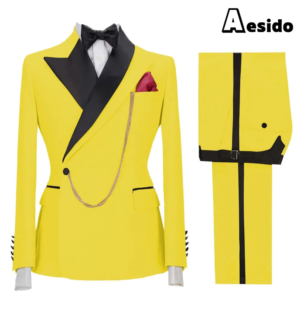 2 Pieces Fashion Slim Peak Lapel Men's Suit (Blazer   Pants)