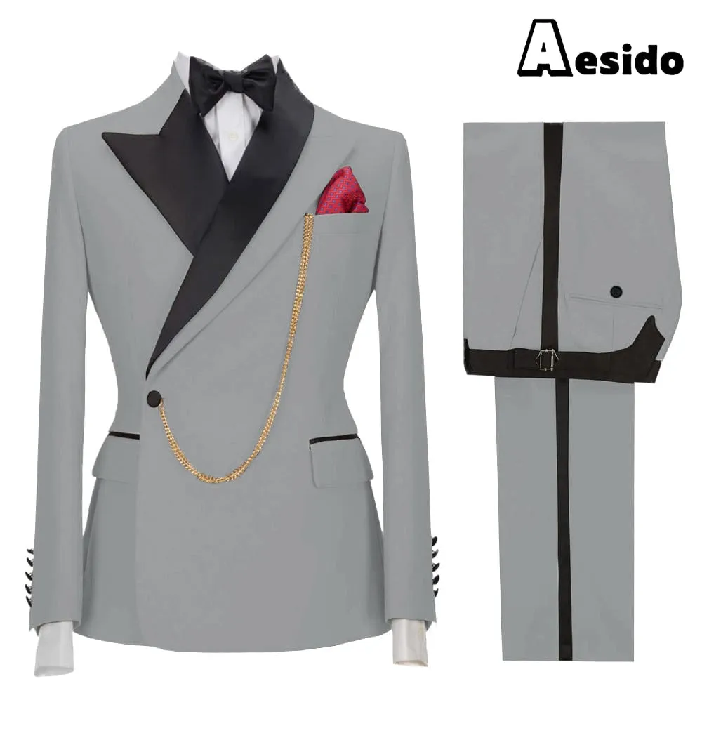 2 Pieces Fashion Slim Peak Lapel Men's Suit (Blazer   Pants)