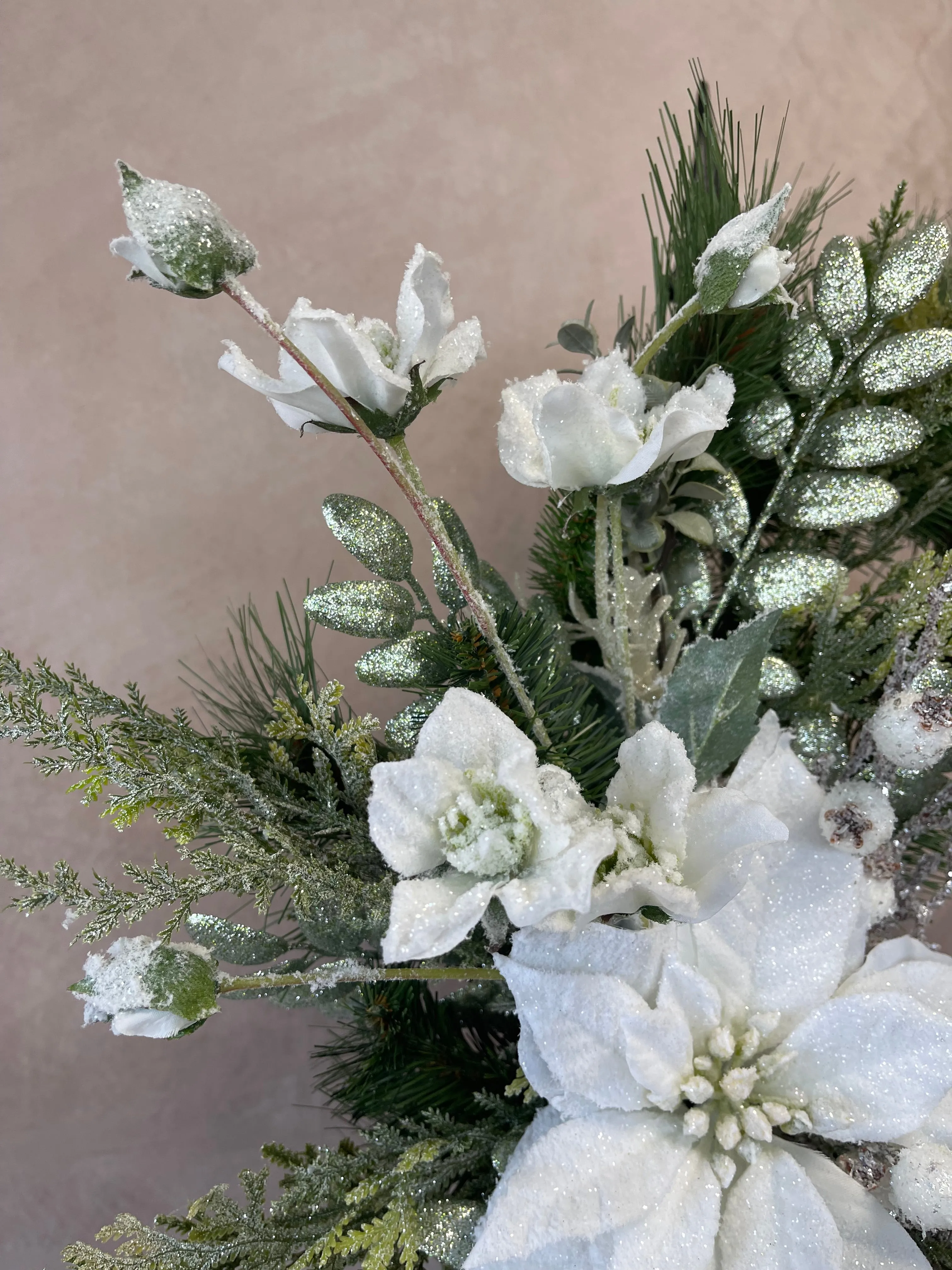 23" Crisp White Poinsettia Wreath