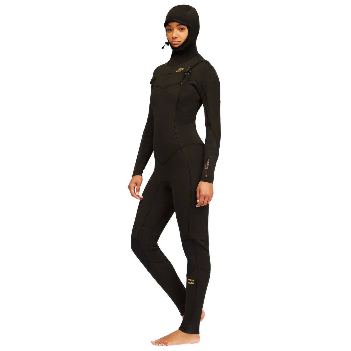 5/4mm Women’s Billabong Synergy Hooded Chest Zip Full Wetsuit - Black Tie Dye