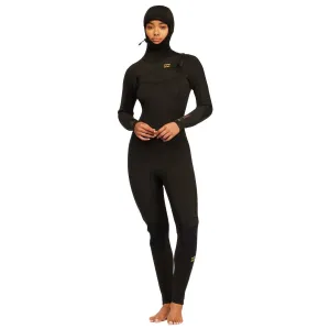 5/4mm Women’s Billabong Synergy Hooded Chest Zip Full Wetsuit - Black Tie Dye