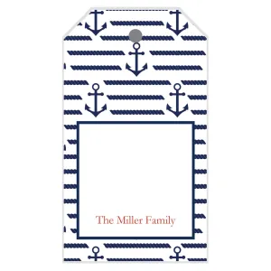 Anchor Stripe Print Personalized Gift Tags