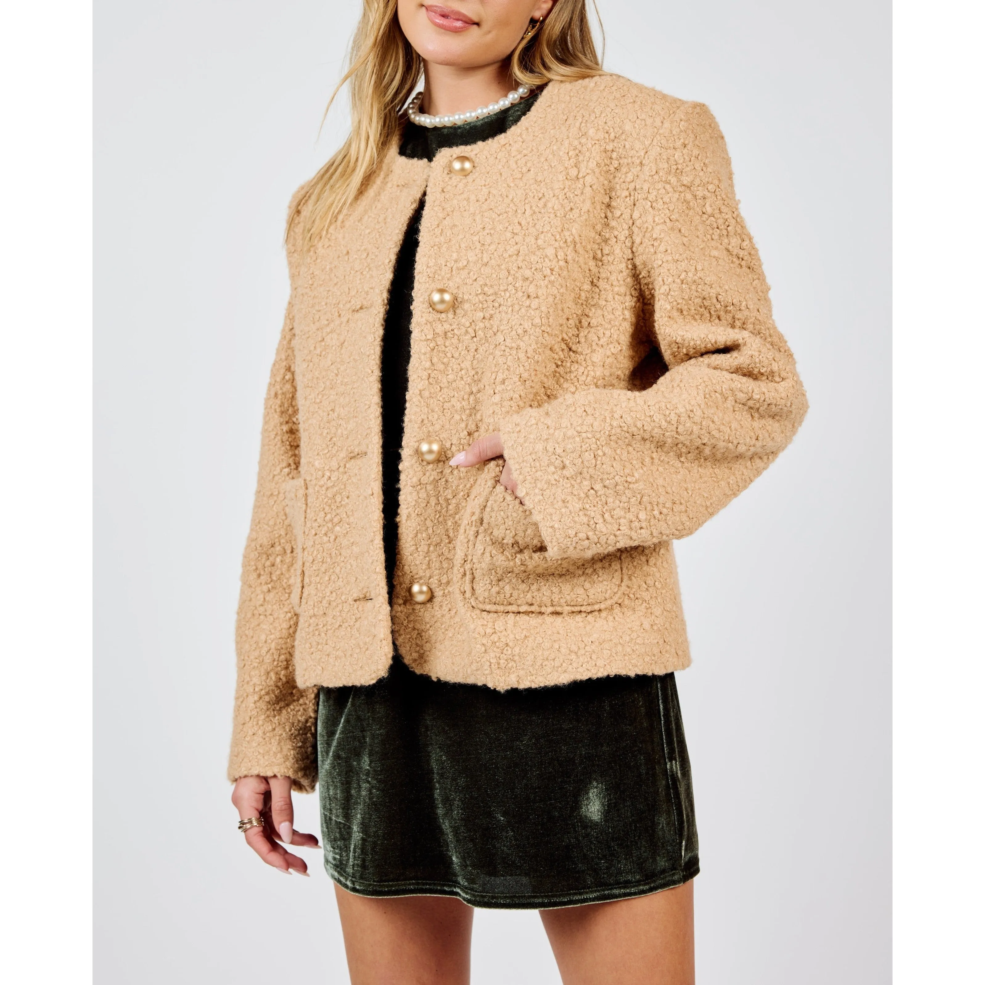 APPLE CRISP TEXTURED BUTTONED JACKET