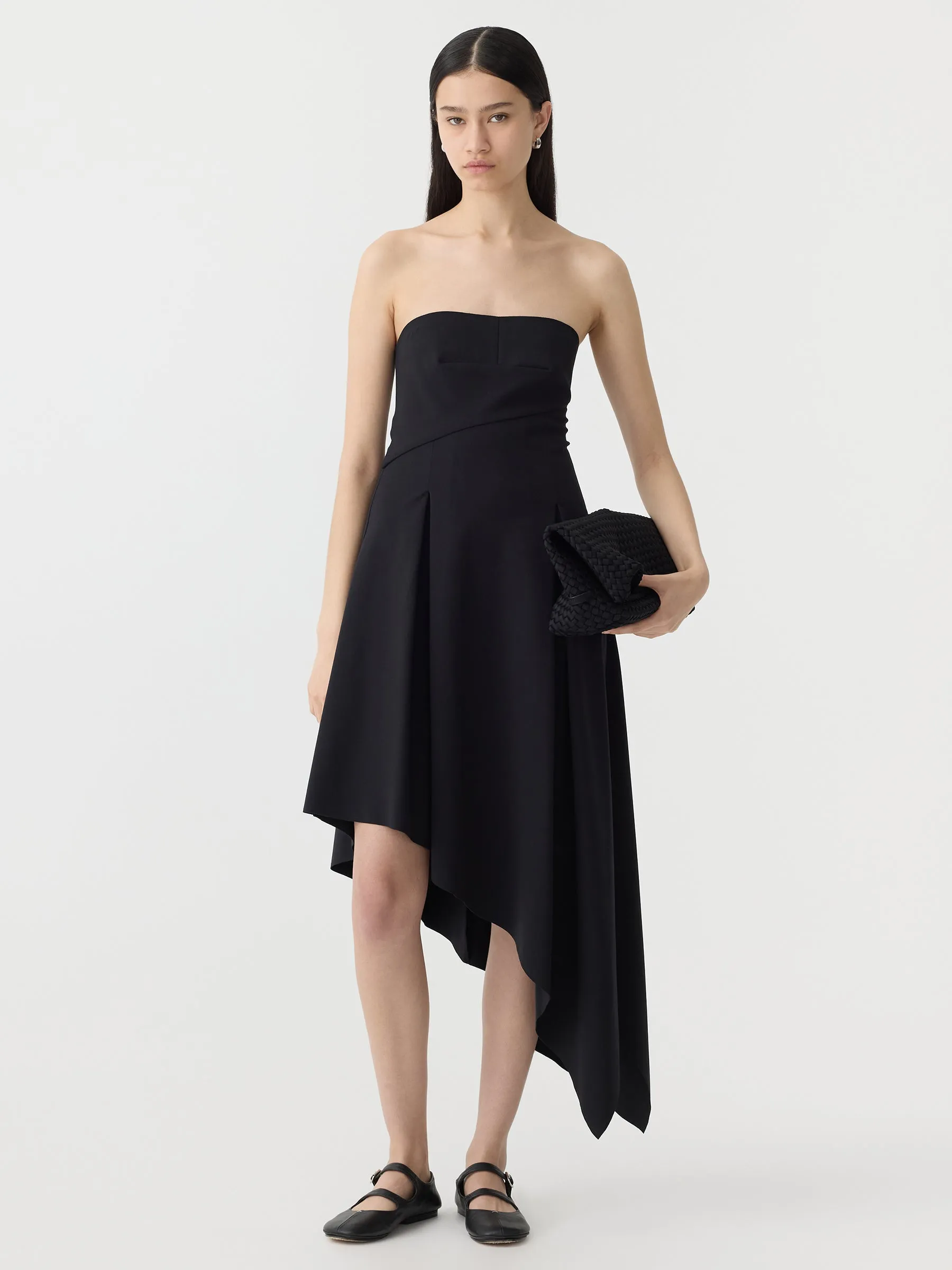 asymmetric strapless dress