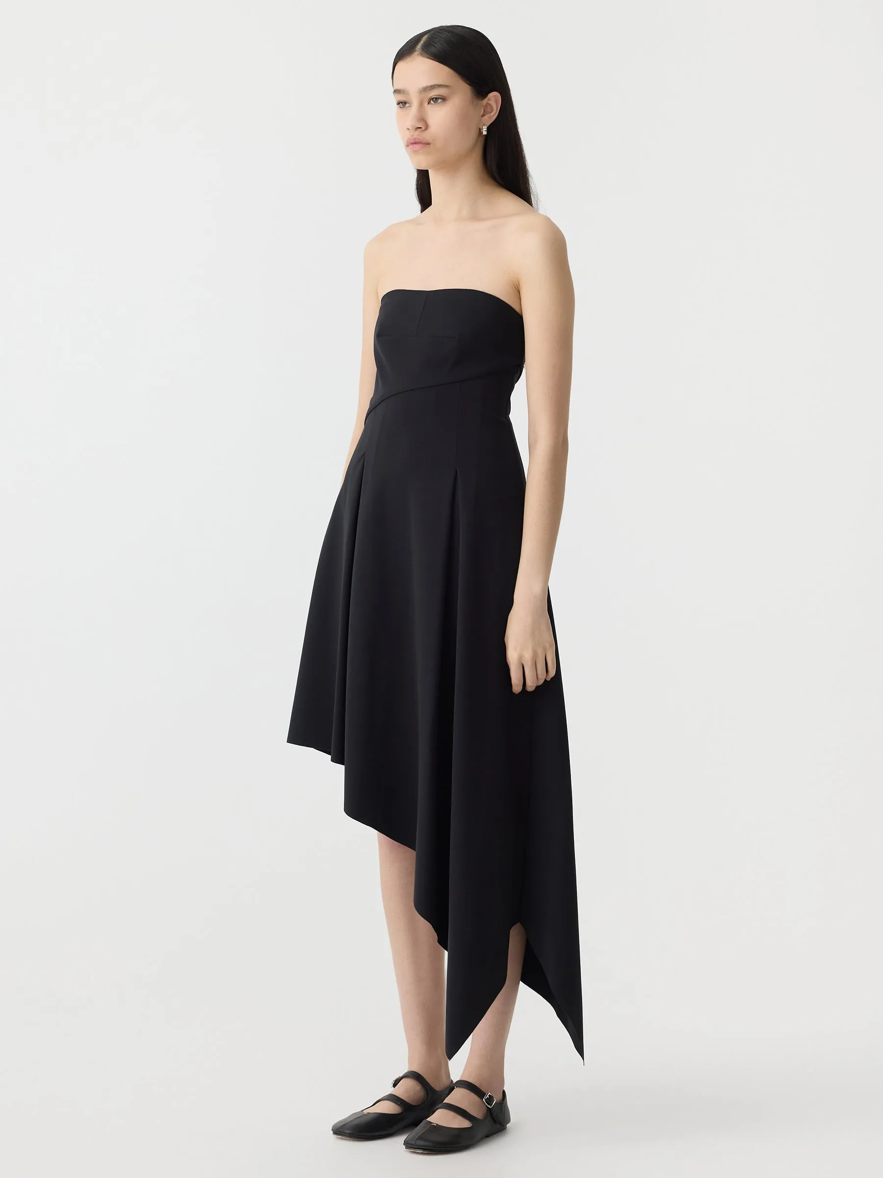 asymmetric strapless dress