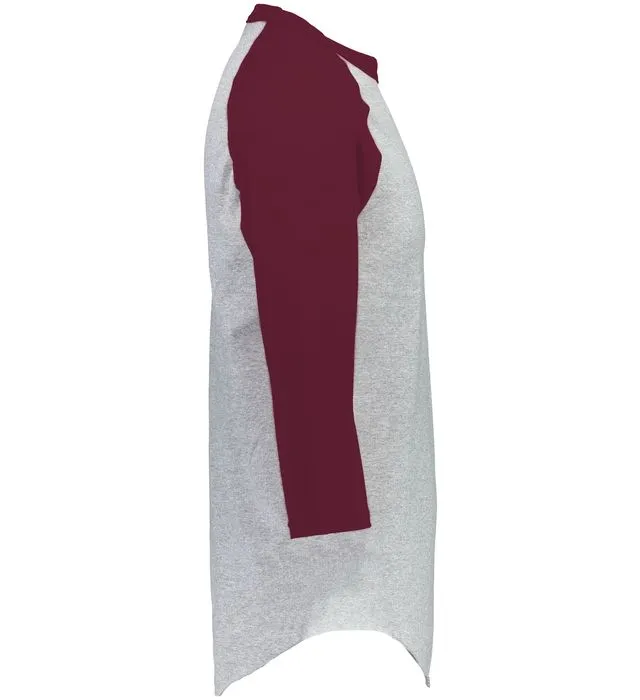 Augusta 2.0 Athletic Heather/Maroon 3/4 Sleeve Adult Baseball Tee