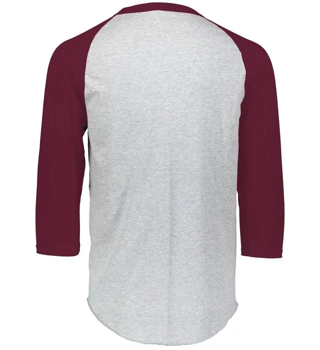 Augusta 2.0 Athletic Heather/Maroon 3/4 Sleeve Adult Baseball Tee