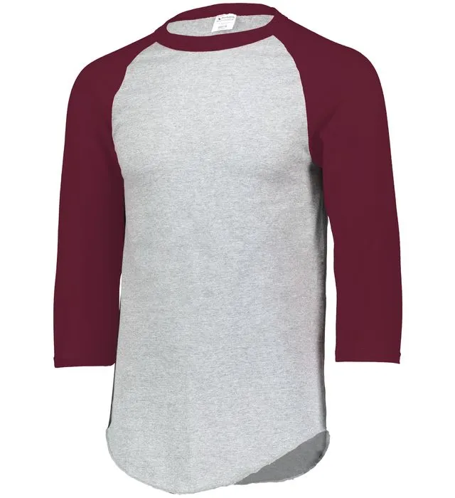 Augusta 2.0 Athletic Heather/Maroon 3/4 Sleeve Adult Baseball Tee