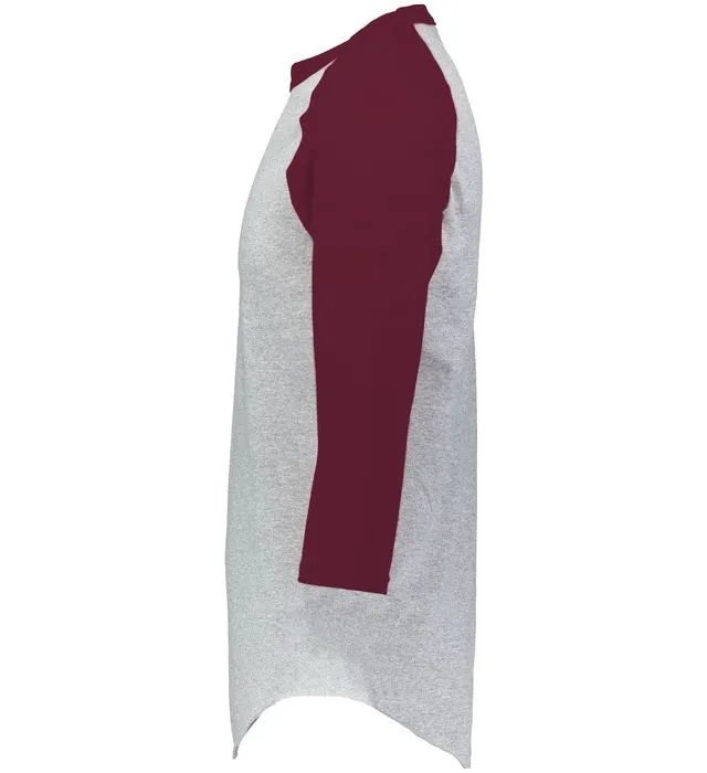 Augusta 2.0 Athletic Heather/Maroon 3/4 Sleeve Adult Baseball Tee