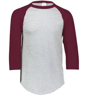 Augusta 2.0 Athletic Heather/Maroon 3/4 Sleeve Adult Baseball Tee