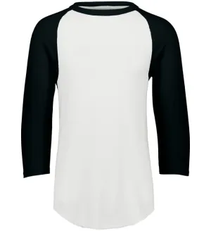 Augusta 2.0 White/Black 3/4 Sleeve Youth Baseball Tee