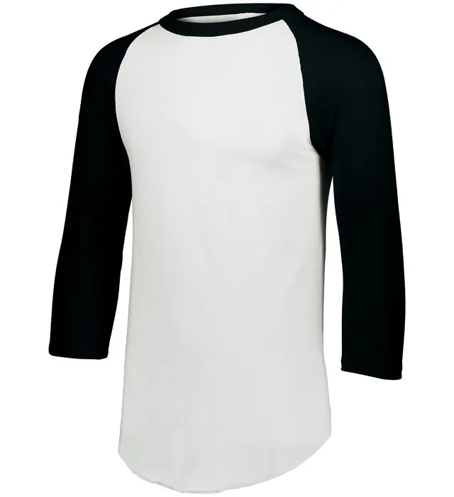 Augusta 2.0 White/Black 3/4 Sleeve Youth Baseball Tee