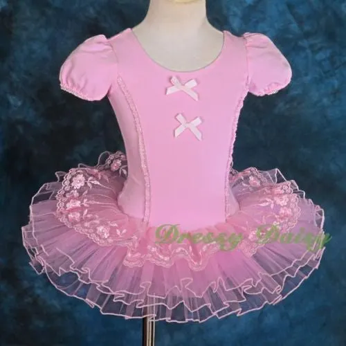 BA036 Girl Bows Lace Ballet Tutu Dancewear Pageant Fairy Dress Up Size 2T-6