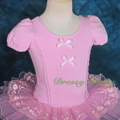 BA036 Girl Bows Lace Ballet Tutu Dancewear Pageant Fairy Dress Up Size 2T-6