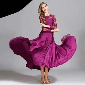 Ballroom Dance Adult Female Ruffles Big Swing Dress Costume