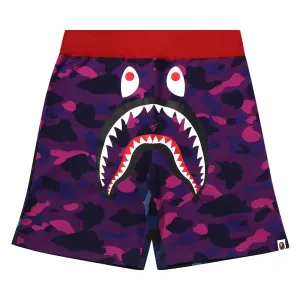 BAPE Crazy Camo Shark Sports Shorts, Purple