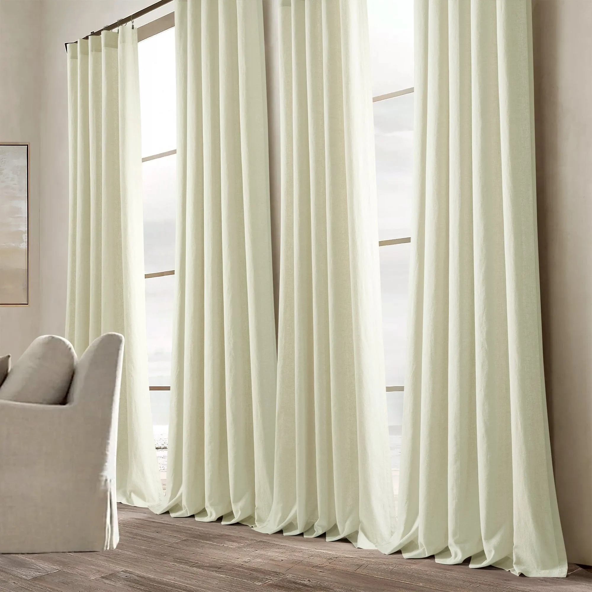 Belgian Flax Prewashed Linen Rich Cotton Blend Window Curtain Panel