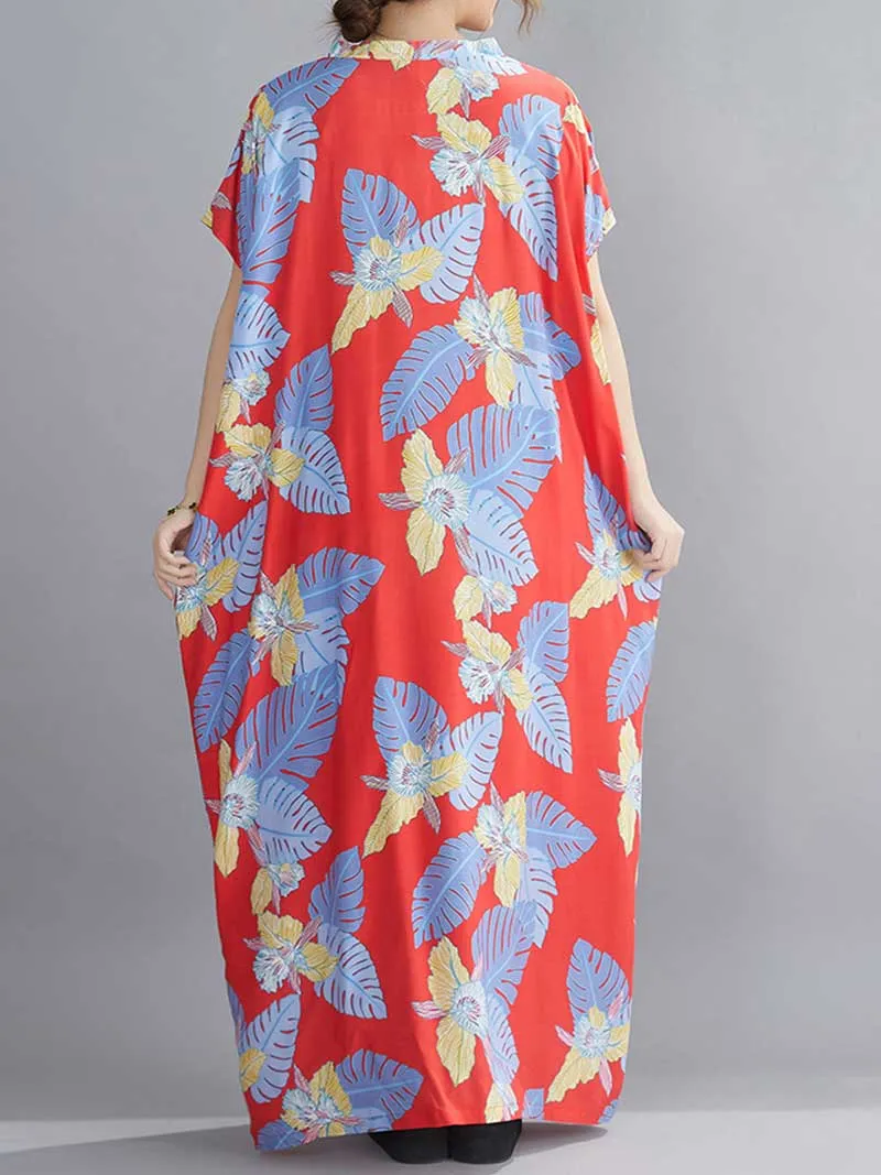 Believe Your Self Leaf Printed Kaftan Dress