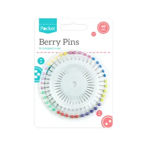 Berry Pins 40 Pack - Dressmaking Sewing Pins for Fabric Crafting and Sewing Projects