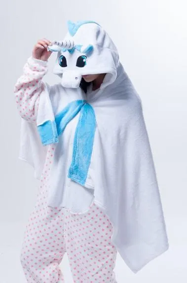 Blue Unicorn Animal Anime Kigurumi Winter Warm Cloak/Shawl/Blanket