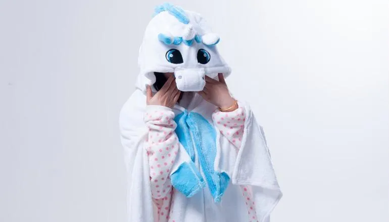 Blue Unicorn Animal Anime Kigurumi Winter Warm Cloak/Shawl/Blanket