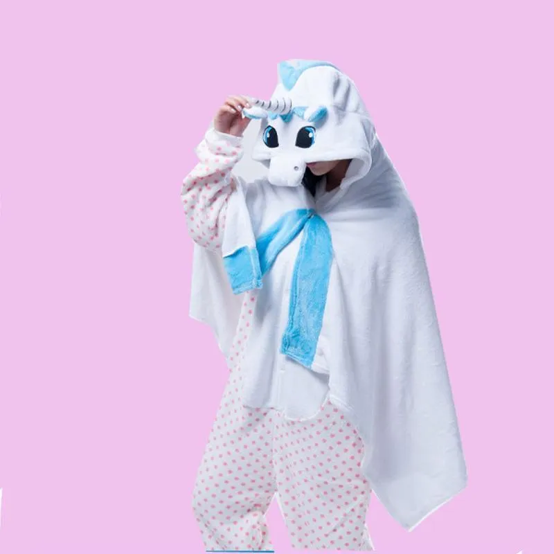 Blue Unicorn Animal Anime Kigurumi Winter Warm Cloak/Shawl/Blanket