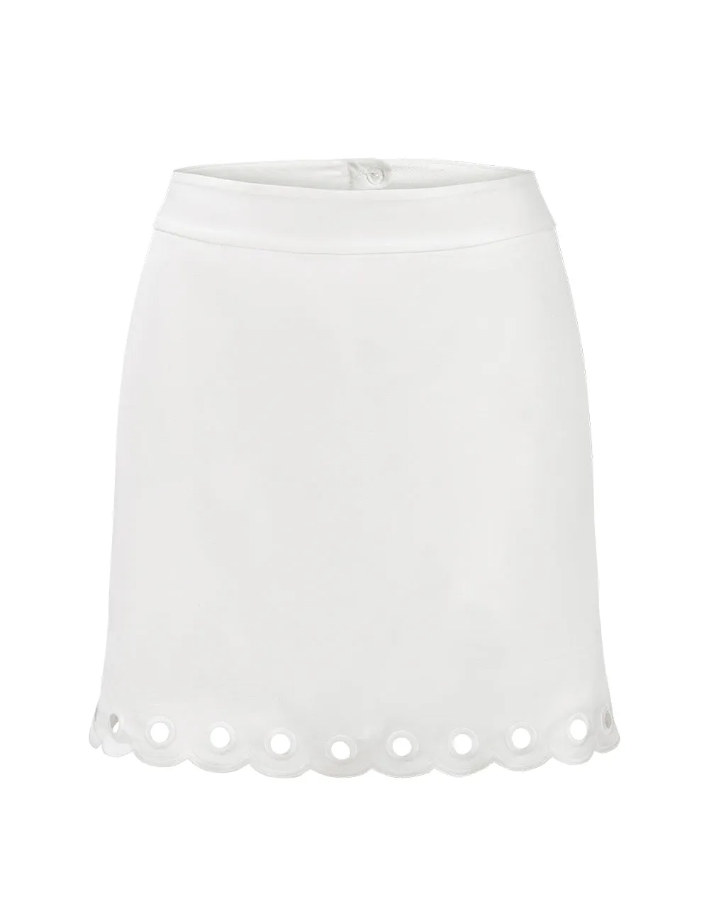 BORA AKSU Natural Linen Hollow Embroidery All-match A-line Skirt