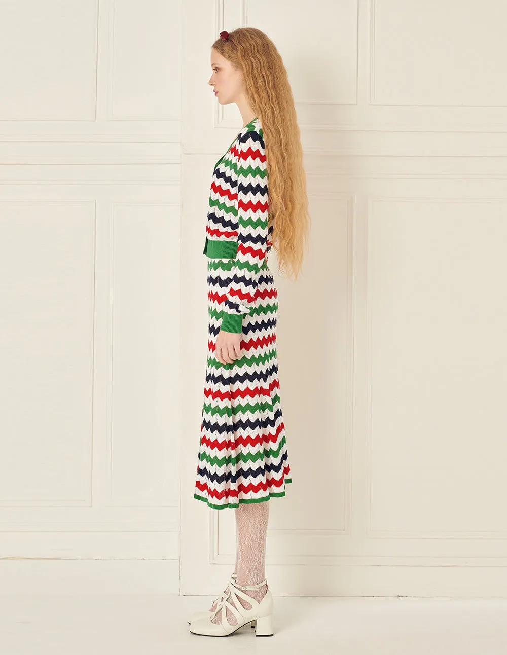 BORA AKSU Striped And Toned Fishtail Knitted Skirt