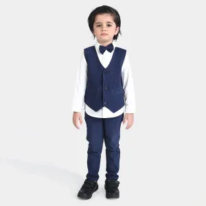 Boys 2PC Suit Navy Small Check-NAVY