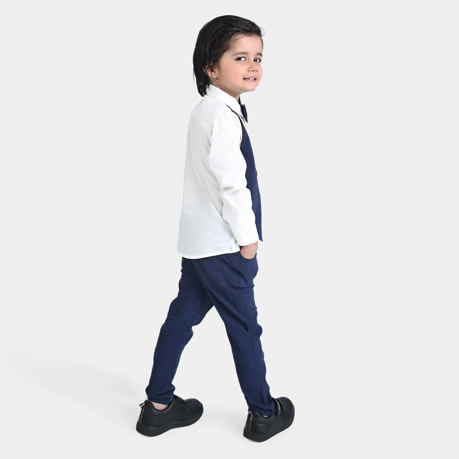 Boys 2PC Suit Navy Small Check-NAVY