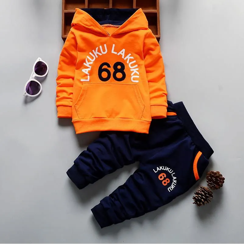 Cool Letter Print Hooded Pullover and Pants Tracksuits