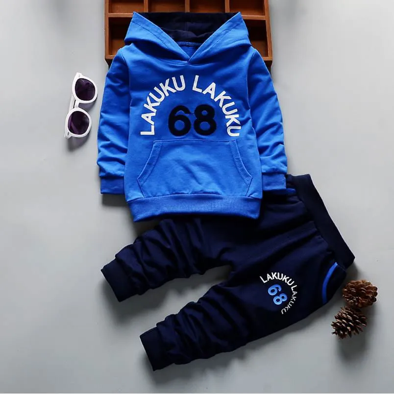 Cool Letter Print Hooded Pullover and Pants Tracksuits