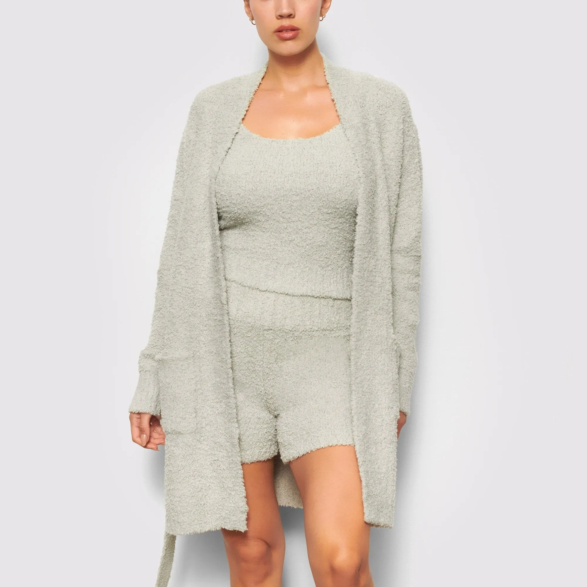 COZY KNIT SHORT ROBE | AQUA