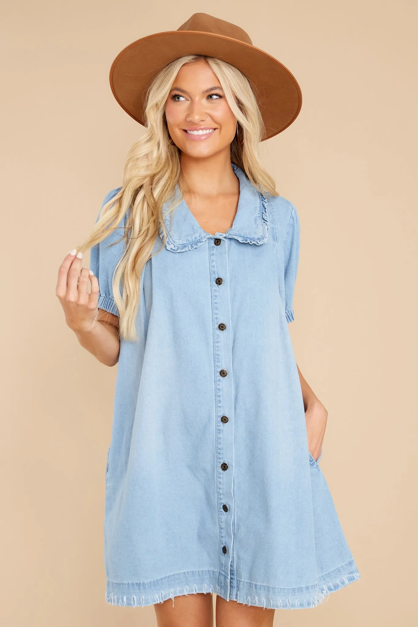 Cuteness Overload Medium Wash Denim Dress