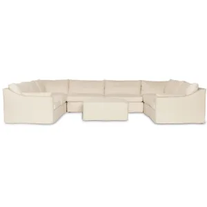 Delray 8 Piece Slipcover Sectional w/Ottoman, Evere Oatmeal