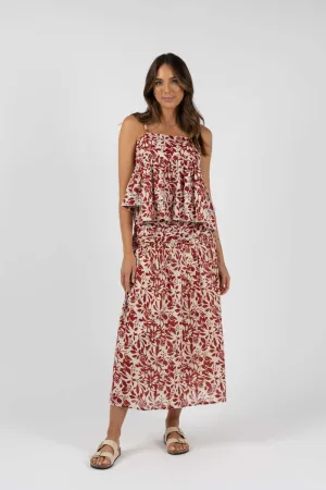 Eden Rouched Skirt in Brick Print HS24316 by Humidity Lifestyle