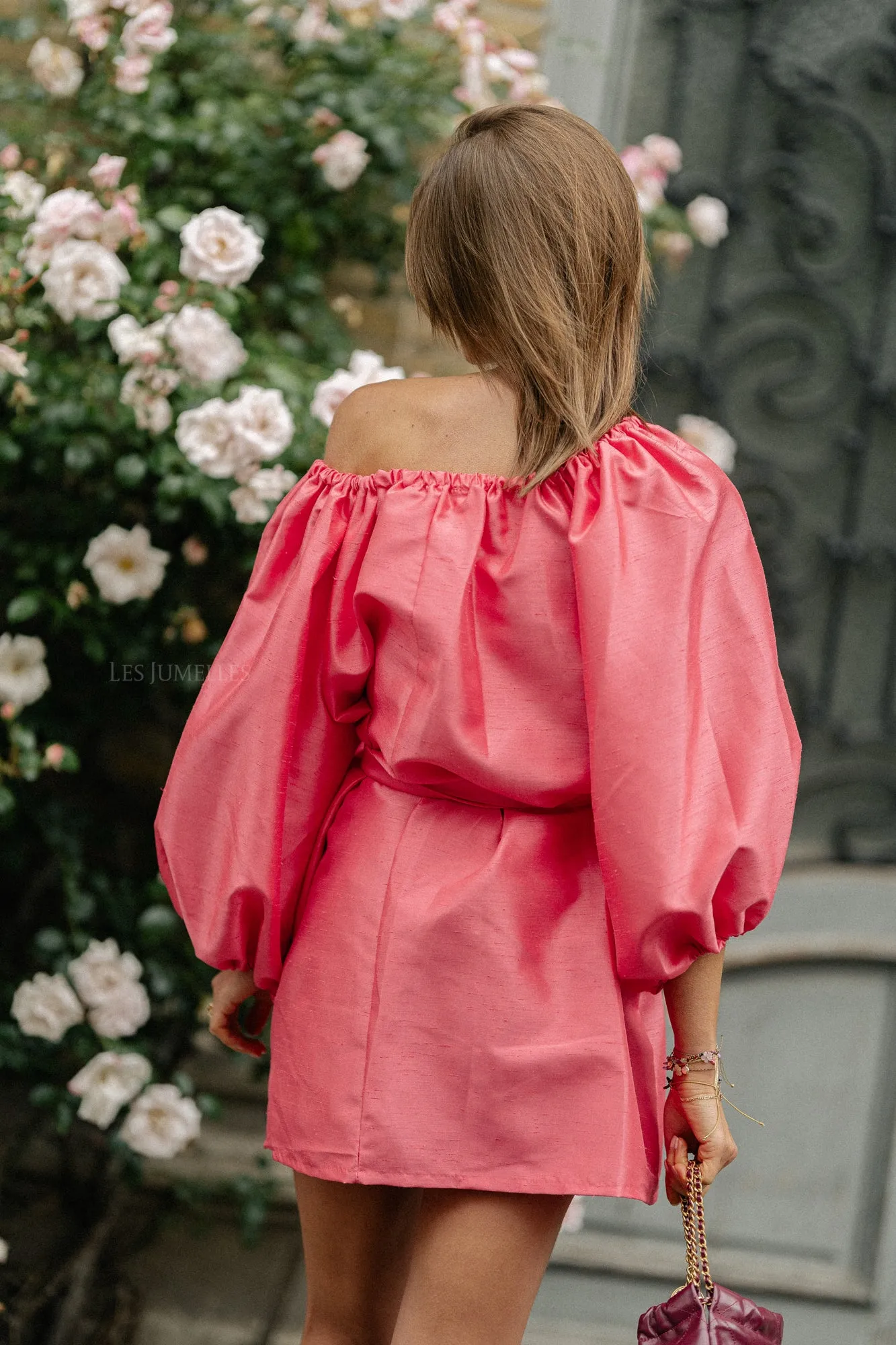 Ella off shoulder dress coral pink