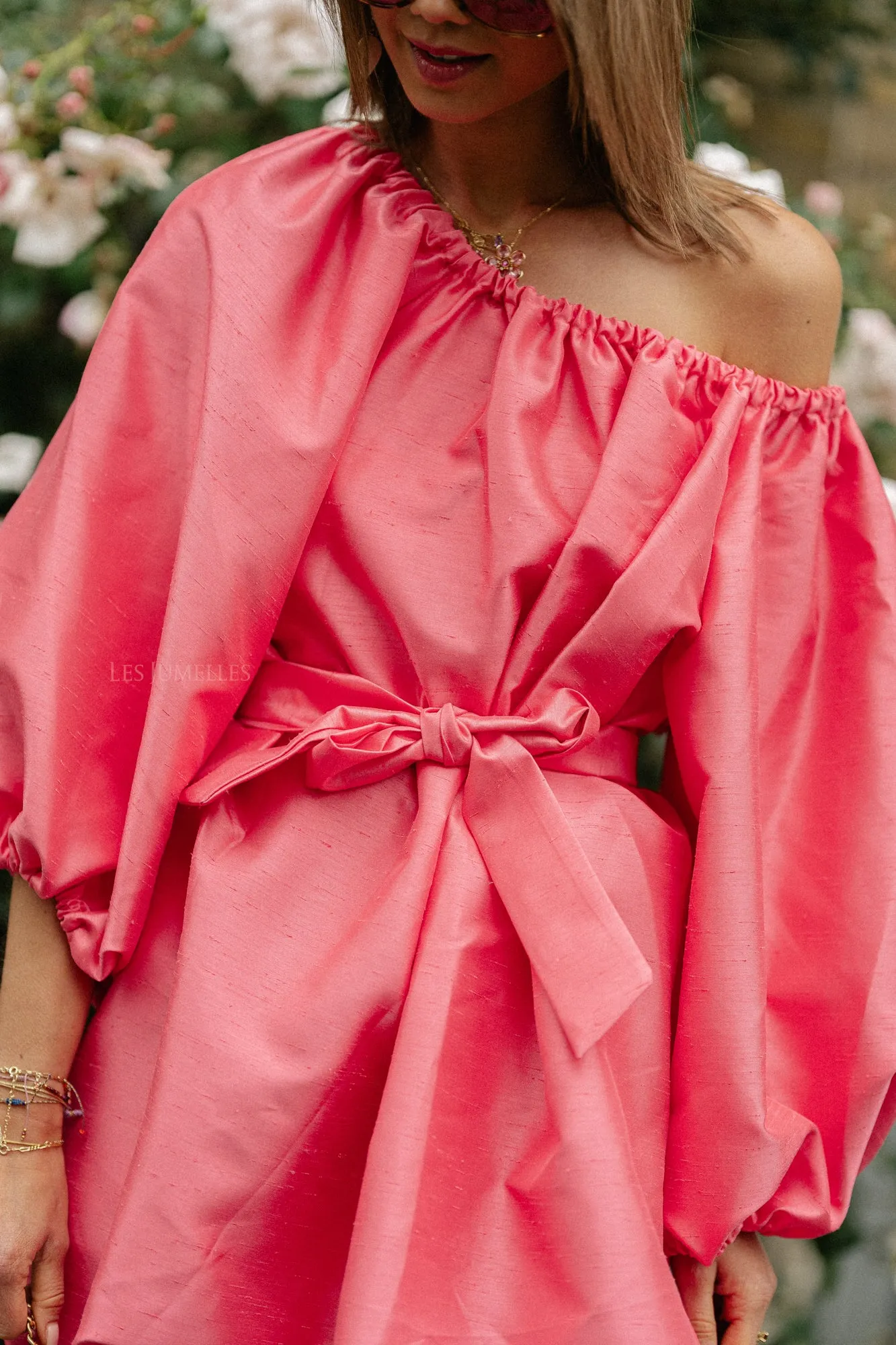 Ella off shoulder dress coral pink