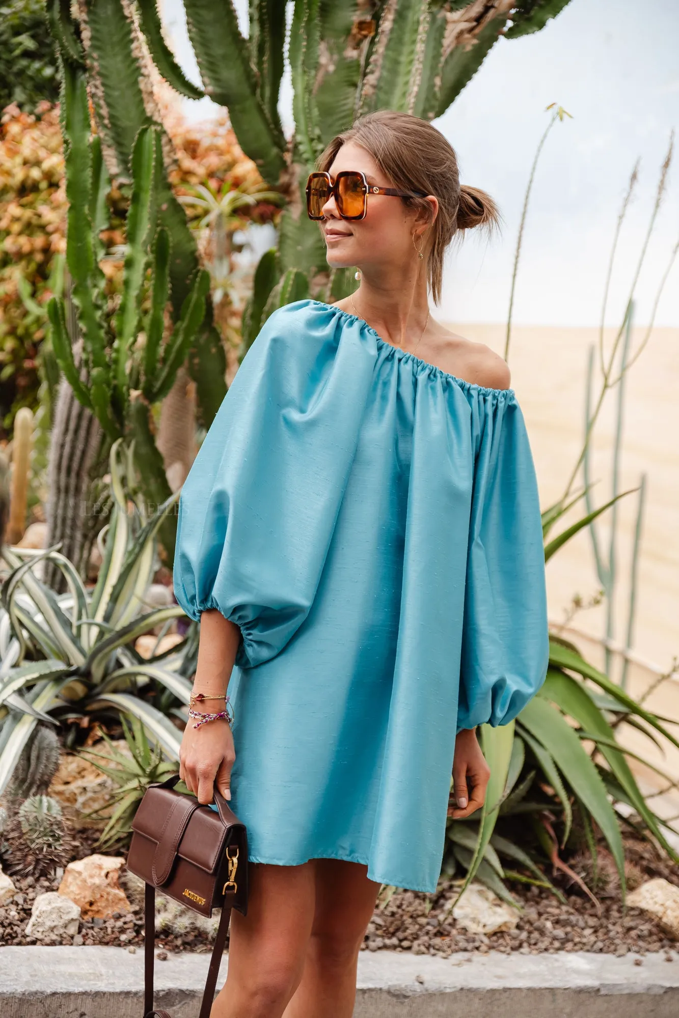 Ella off shoulder dress turquoise