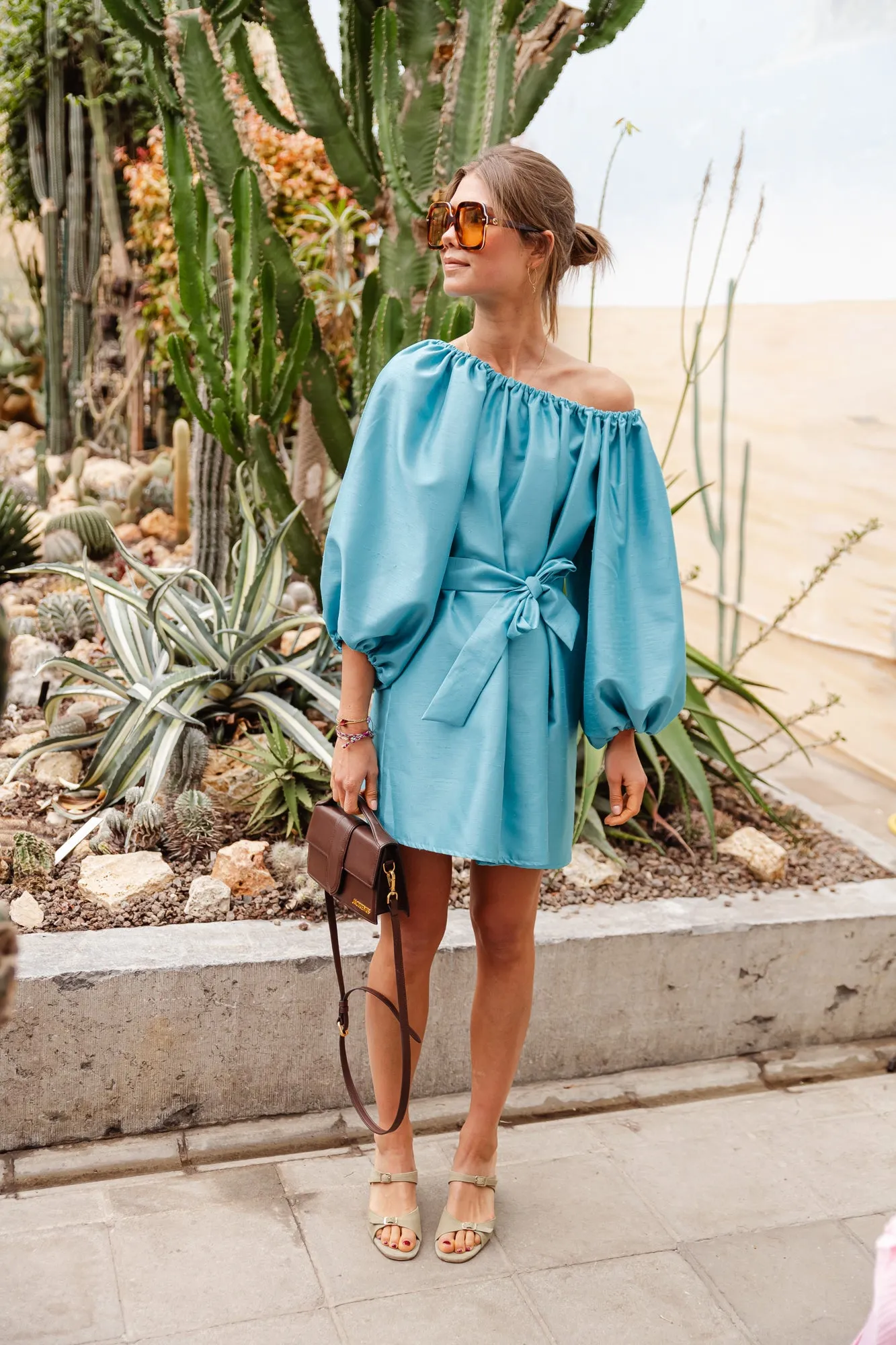 Ella off shoulder dress turquoise