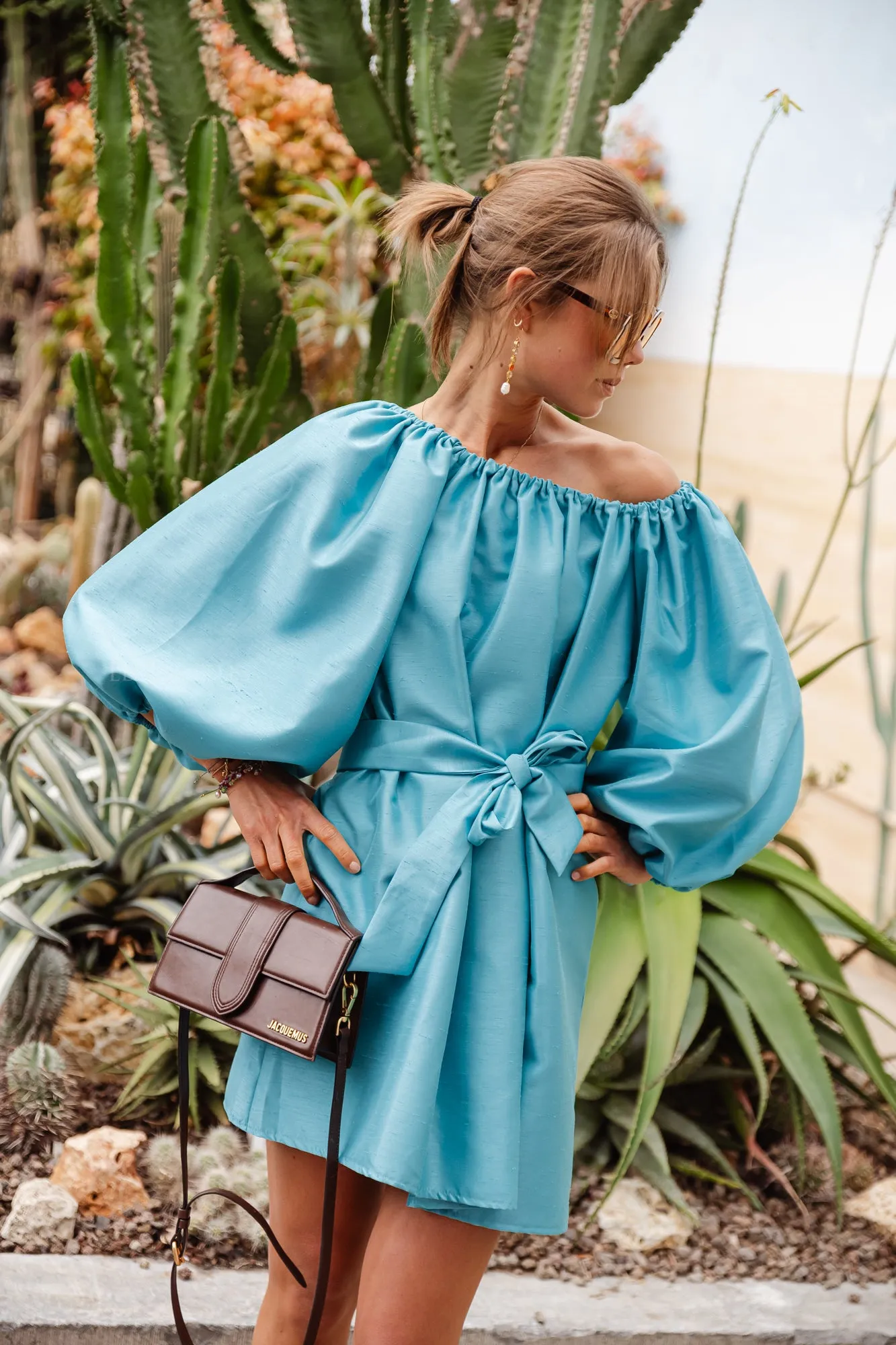 Ella off shoulder dress turquoise