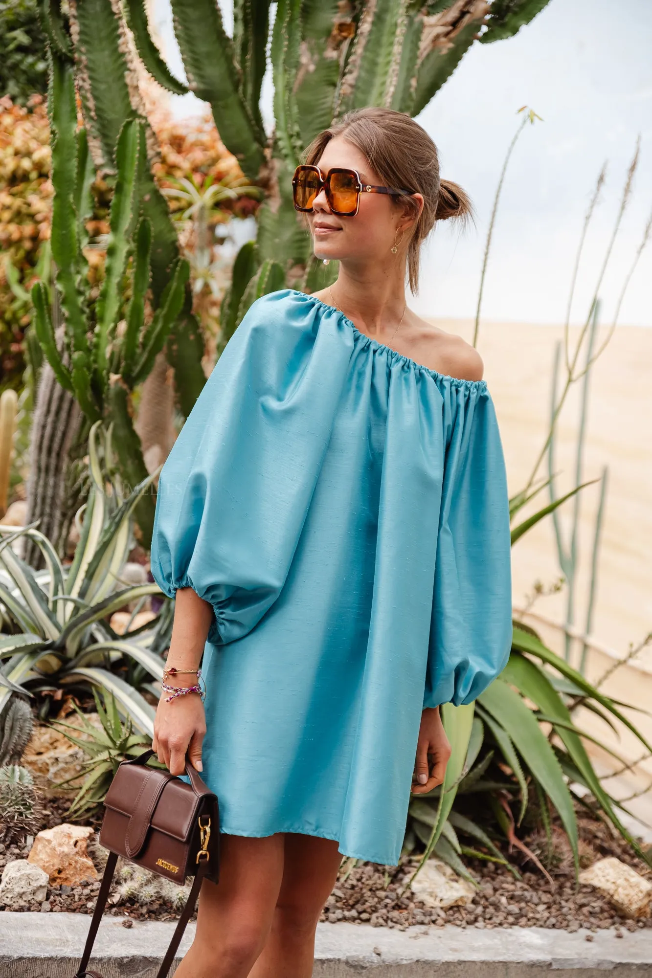 Ella off shoulder dress turquoise