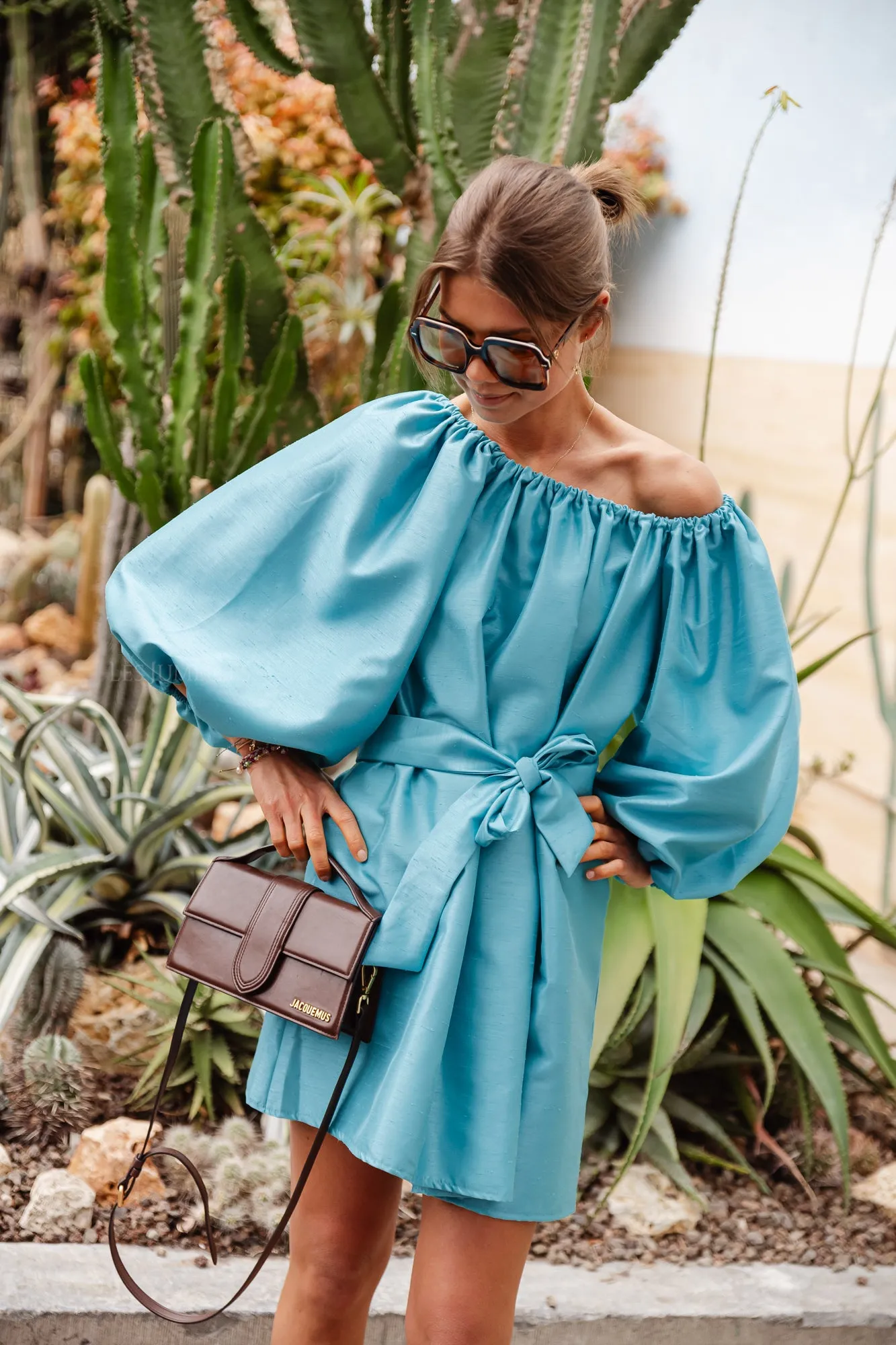 Ella off shoulder dress turquoise