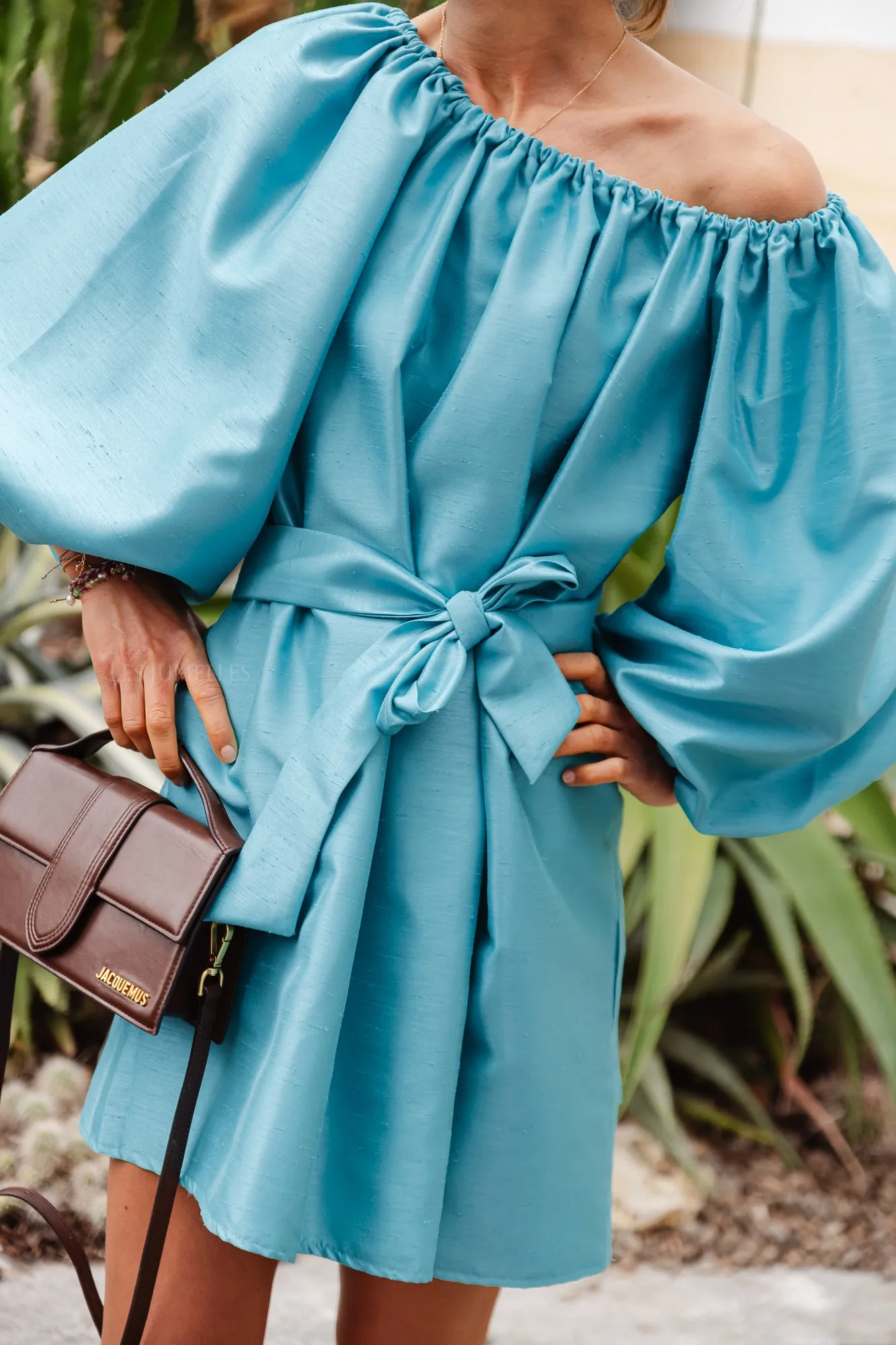 Ella off shoulder dress turquoise