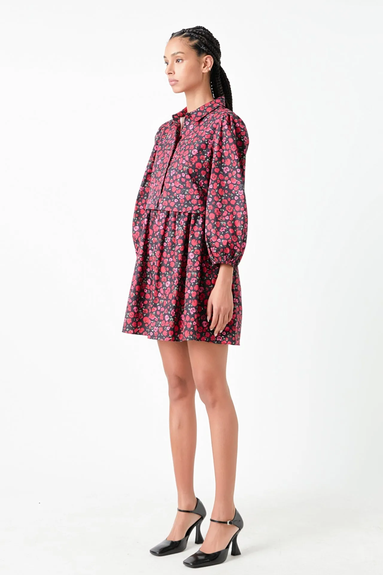 English Factory - Floral Shirt Mini Dress