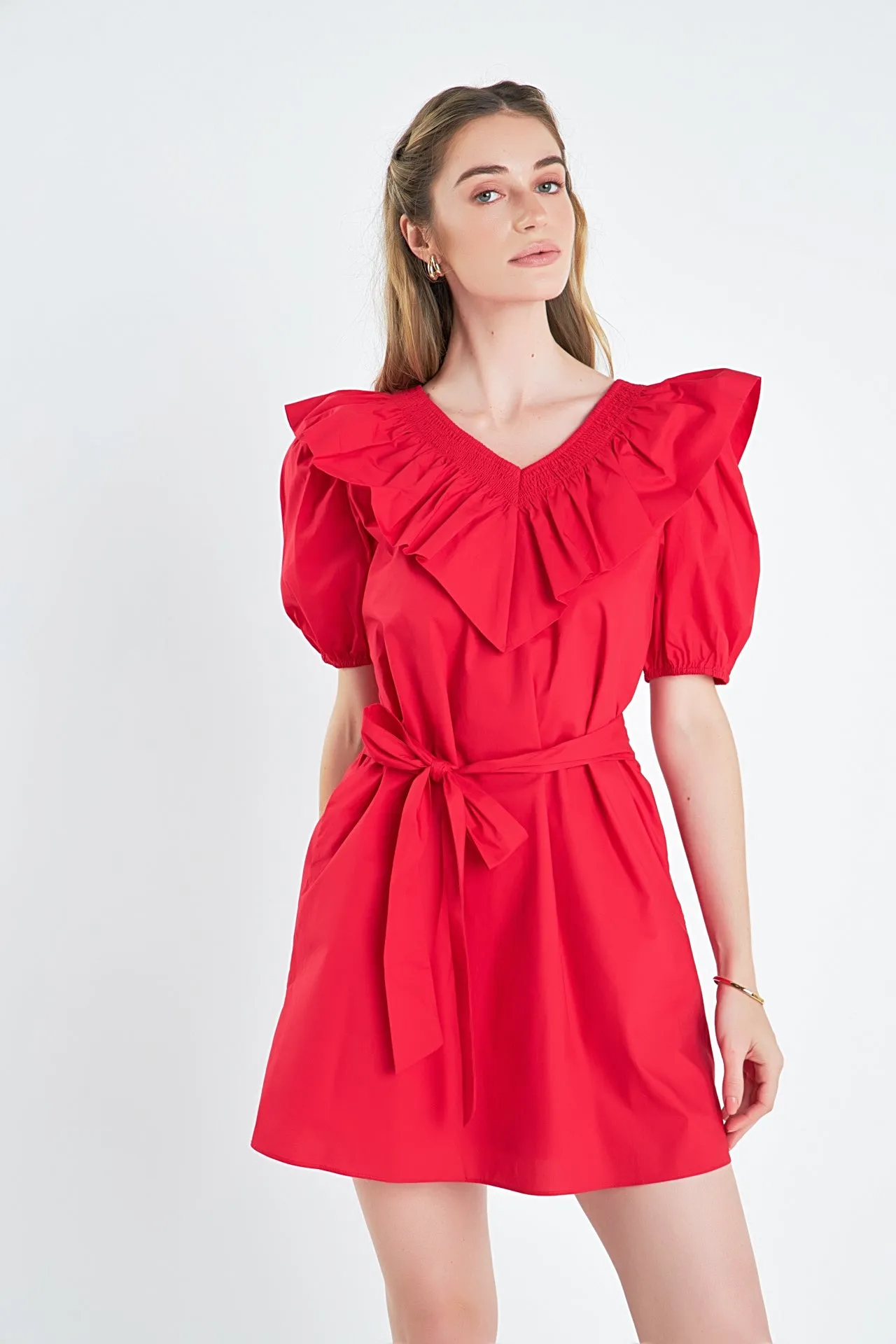 English Factory - Smocked Ruffled Mini Dress